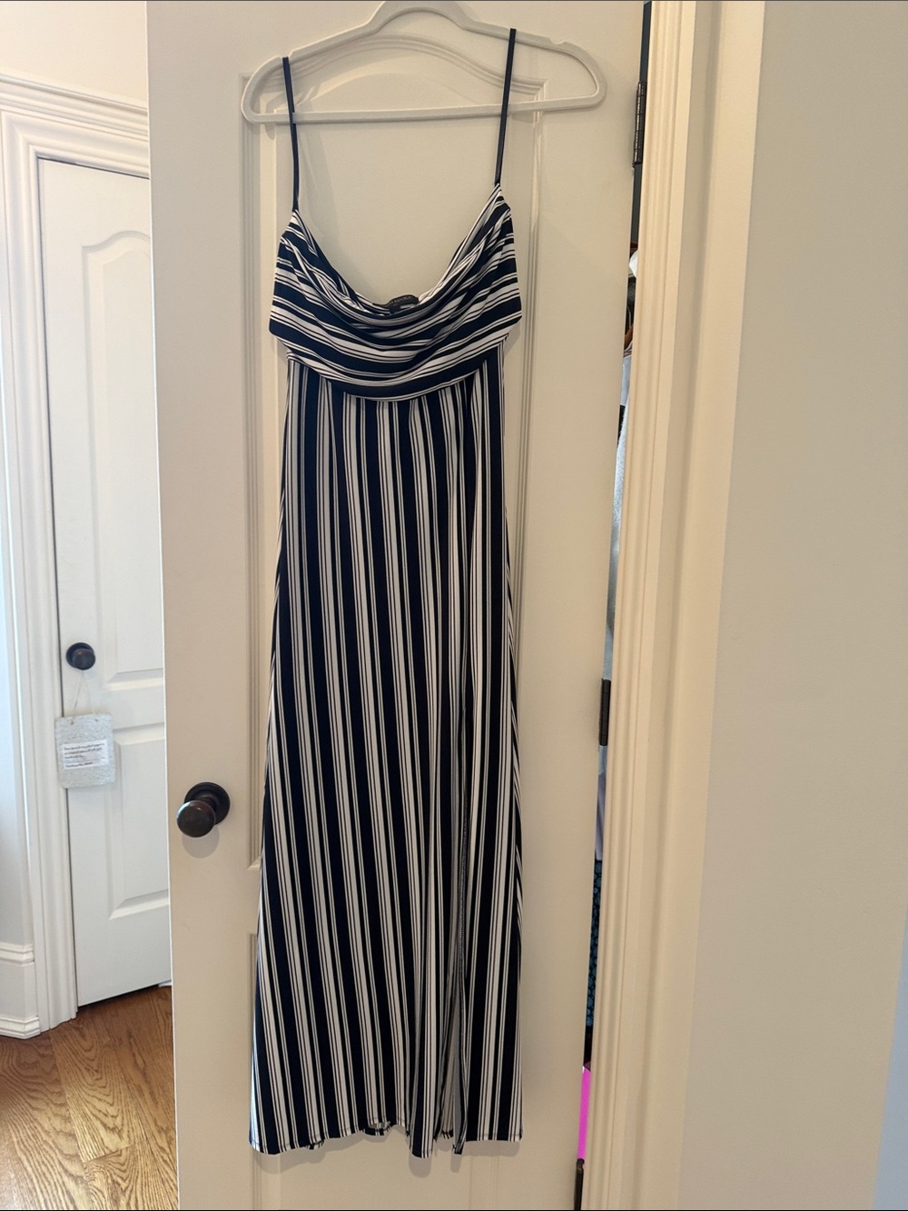 Striped Navy and White Maxi Dress